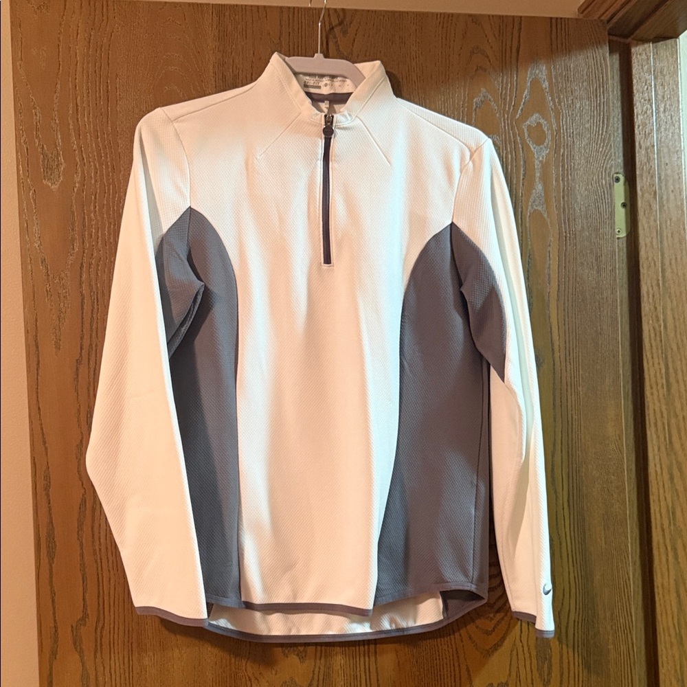 Nike Golf Tour Performance White and Gray Quarter-Zip Performance Jacket